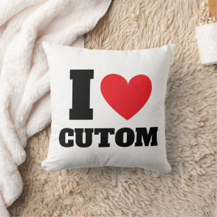 Custom Design I Love I Heart Text Throw Pillow