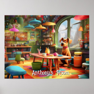 Custom Design Poster of Cartoon Dog Room