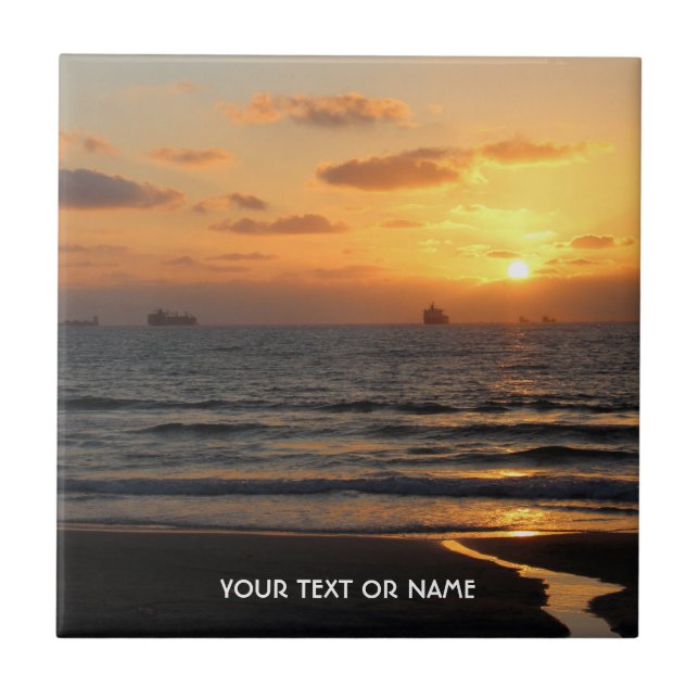 Custom Design With Your Own Photo And Your Text Tile (Front)