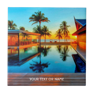 Custom Design With Your Own Text And Your Photo Tile