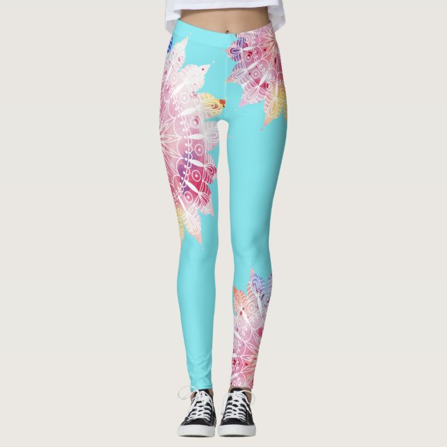 Custom Designed Leggings w Tie-dye Mandala (Front)
