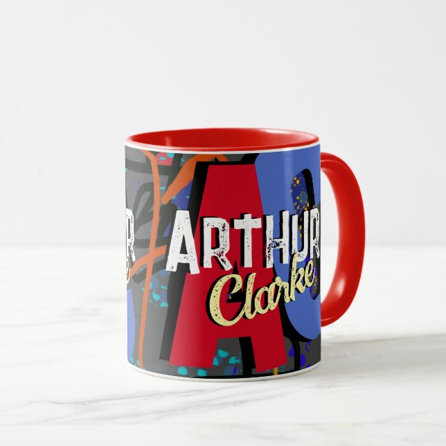 Custom Designed Name Pop Modern Colour Red Mug (Front Right)