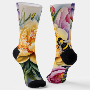 Custom Designed Socks of Flowers and Bees
