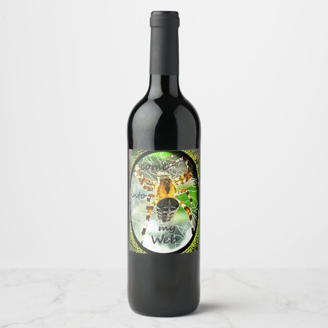 Custom designed Spider web wine bottle label (Front)