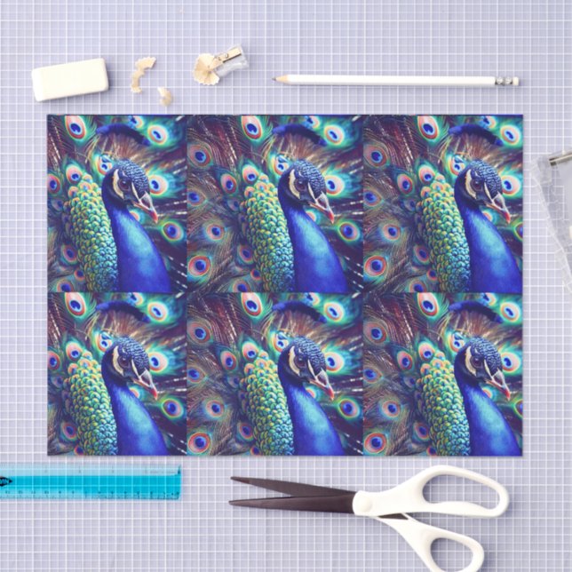 Custom designed tissue paper Peacock (decopauge) (Craft)