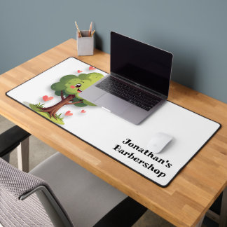 Custom Desk Mat for Salon Owner Barber Tree Hearts