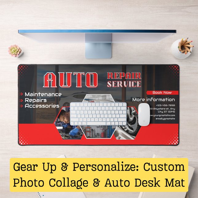 Custom Desk Mat – Photo Collage or Car Theme Pad (Gear Up & Personalize: Custom Photo Collage & Auto Desk Mat)