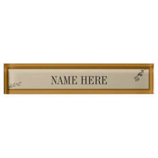 Custom Desk Name Plate Elegant Minimal Leaf design