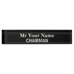 Custom desk name plate for chairman meetings