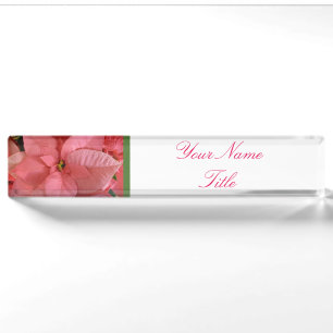 Custom Desk Name Plate Poinsettia Christmas Flower
