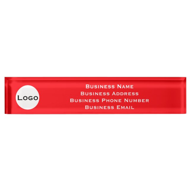Custom Desk Name Plate –Red with Logo  (Front)