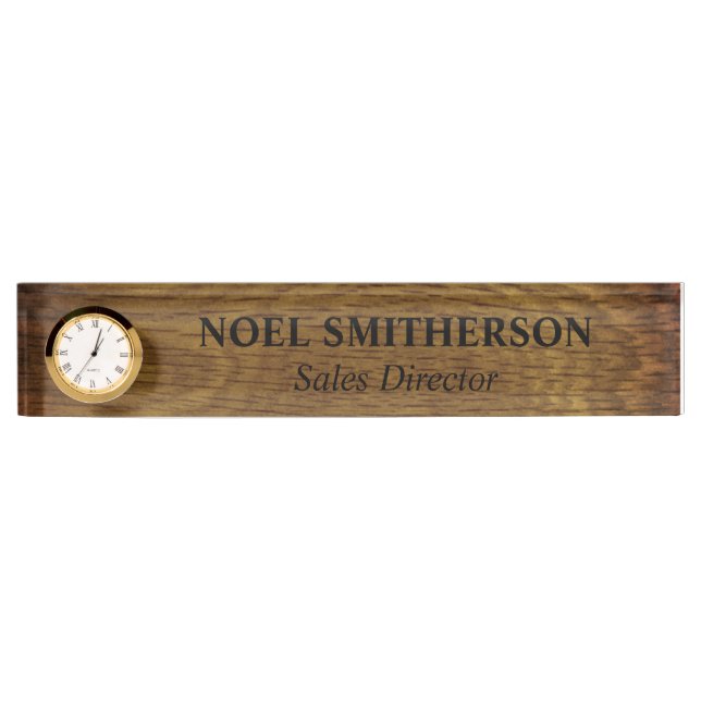 Custom Desk Name Plate With Clock (Front)