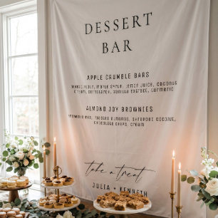 Custom Dessert Menu Wedding Fabric Tapestry