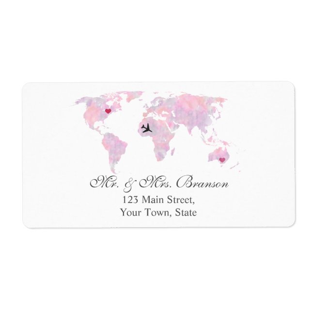 Custom Destination Wedding Watercolor World Map (Front)
