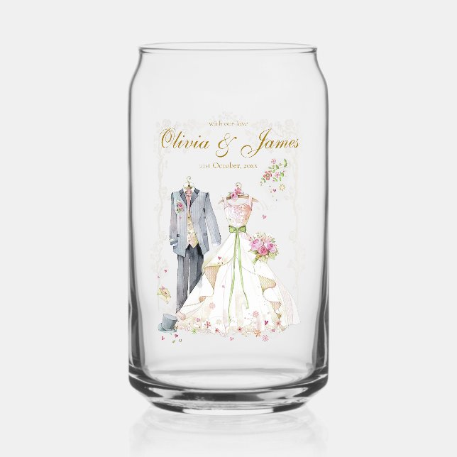 Custom details Bride & Groom  Can Glass (Front)