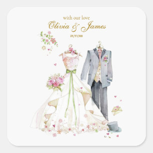 Custom details Bride & Groom Square Sticker