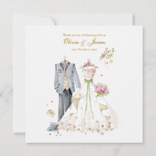 Custom details Bride & Groom Thank You Card