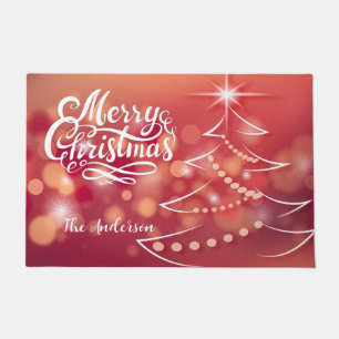 Custom details Christmas tree sparkle glitter red Doormat