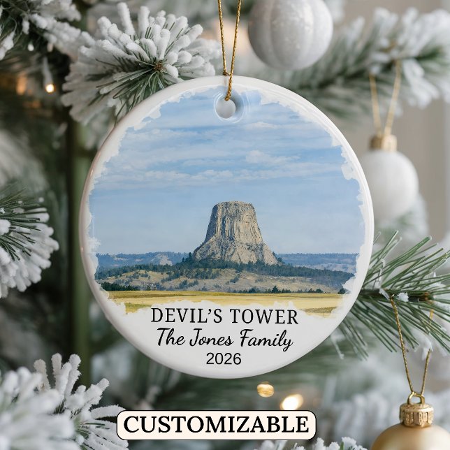 Custom Devil’s Tower National Monument, Wyoming Ceramic Ornament (Creator Uploaded)