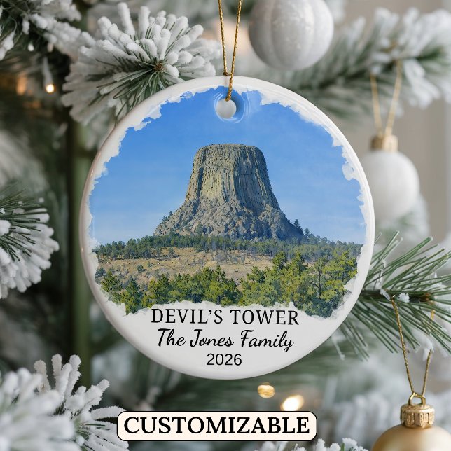 Custom Devil’s Tower National Monument, Wyoming Ceramic Ornament (Creator Uploaded)
