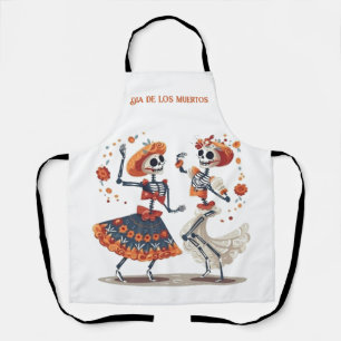 Custom Día de los Muertos Dancing Skeleton Couple Apron