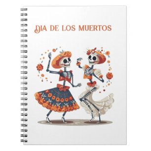 Custom Día de los Muertos Dancing Skeleton Couple Notebook