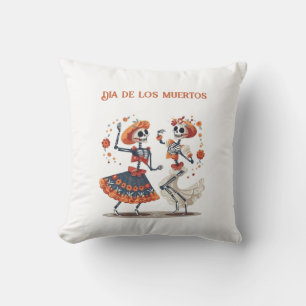 Custom Día de los Muertos Dancing Skeleton Couple Throw Pillow