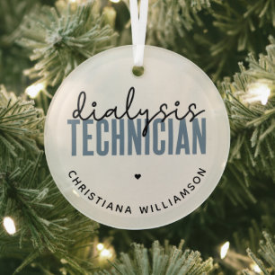 Custom Dialysis Technician Nephrology Tech Gifts Glass Ornament