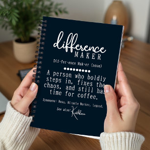 Custom Difference Maker Journal, Boss Teacher Gift Notebook