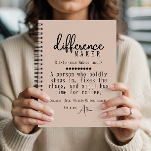 Custom Difference Maker Journal, Coworker Gift Notebook
