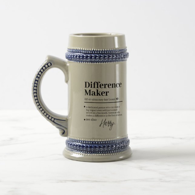 Custom Difference Maker, Mentor Appreciation Gift  Beer Stein (Left)
