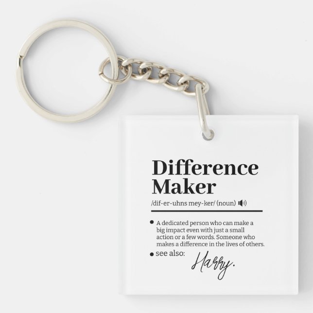Custom Difference Maker, Mentor Appreciation Gift  Keychain (Front)