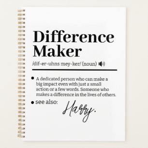 Custom Difference Maker, Mentor Appreciation Gift  Planner