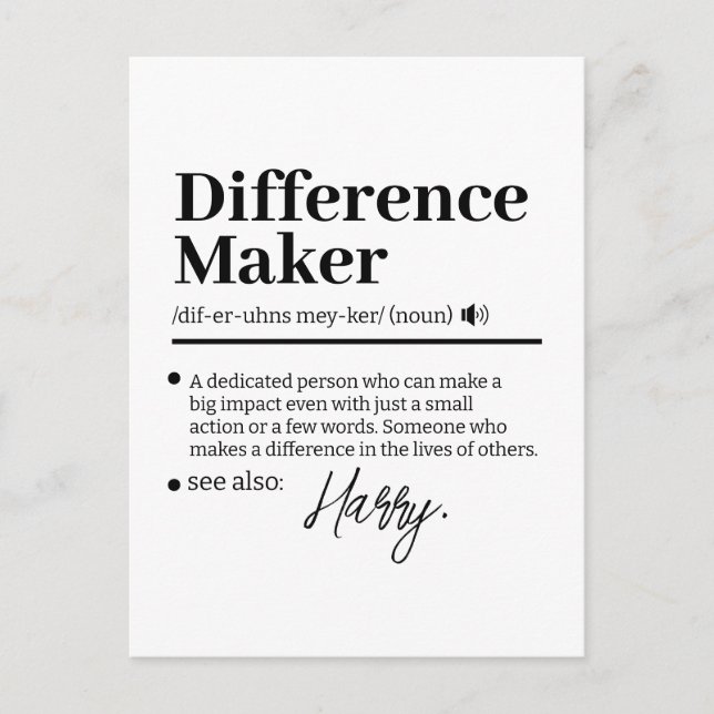 Custom Difference Maker, Mentor Appreciation Gift  Postcard (Front)