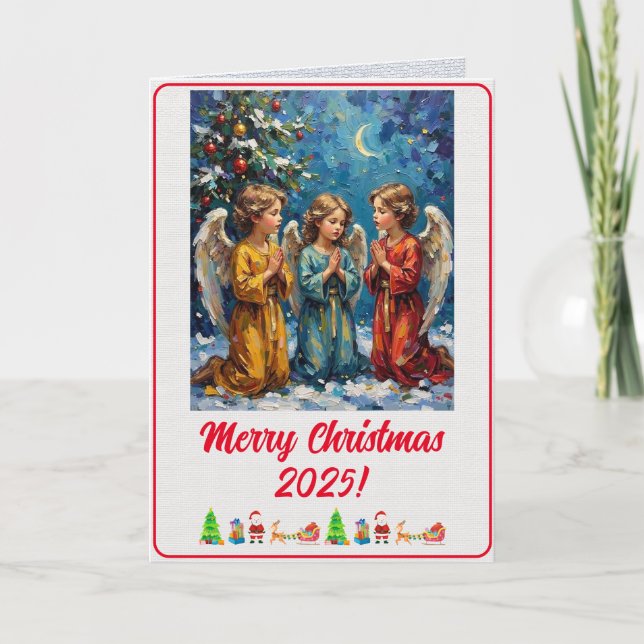 Custom Digital Children Xmas Angels Oil Painting Card (Front)