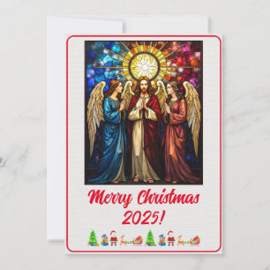 Custom Digital Christmas Angels Stained Glass Xmas Card