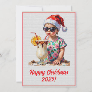 Custom Digital Christmas Baby And Milk Xmas Card