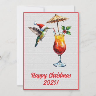 Custom Digital Christmas Hummingbird Cocktail Xmas Card