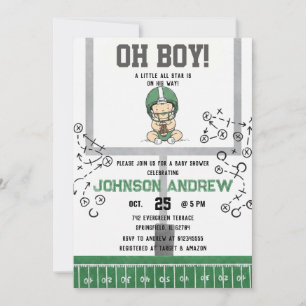 Custom Digital Football Baby Shower Invitation