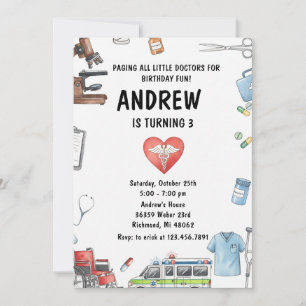 Custom Digital Kids Doctor Birthday Party Invitation