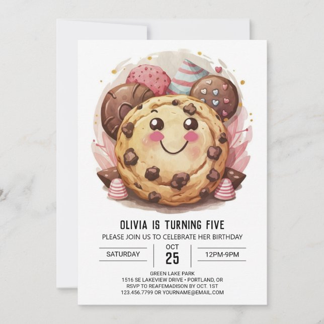 Custom Digital Whimsical Cookies Birthday Invitation (Front)