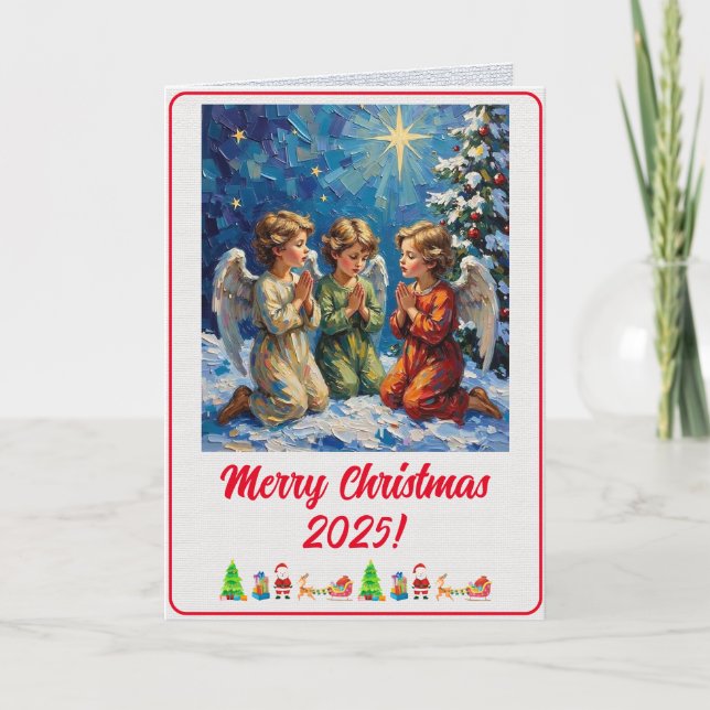 Custom Digital Xmas Child Angels Oil Painting Card (Front)