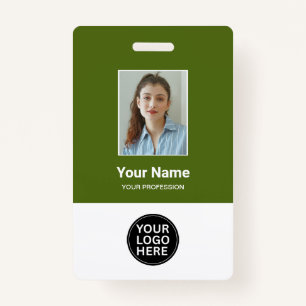 Custom Dill Green Employee Photo Logo Name Badge
