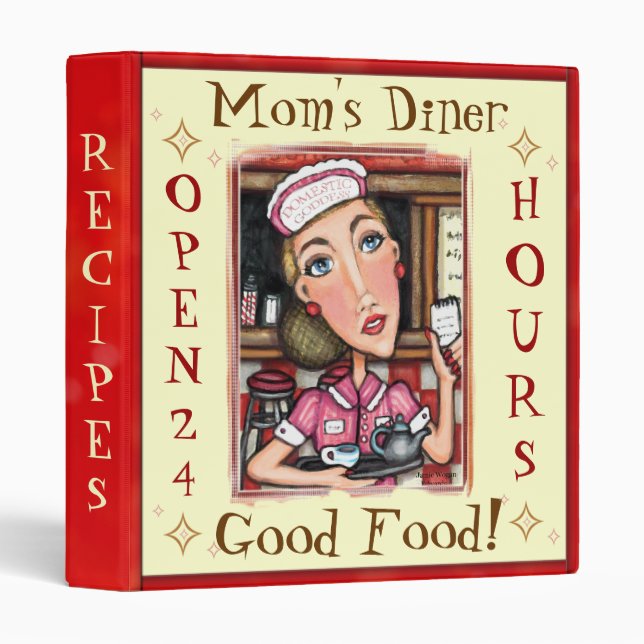 Custom Diner Waitress Recipe Binder (Front/Spine)