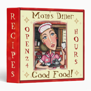 Custom Diner Waitress Recipe Binder Medium