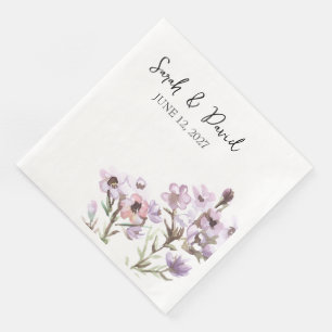 Custom Dinner Napkin Elegant Purple Flower Wedding