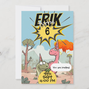 Custom Dino 6th Birthday for Dino lover boys Invitation