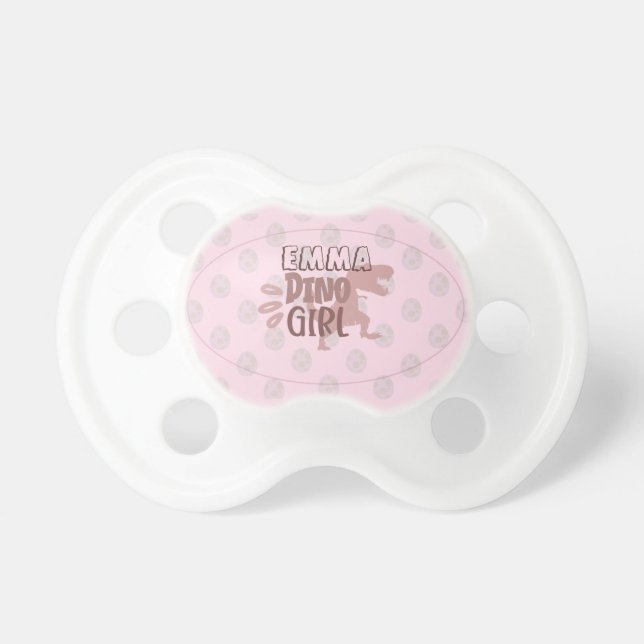 Custom Dino Girl Pacifier Pink (Front)
