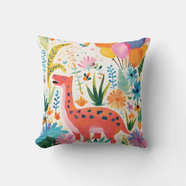 Custom Dinosaur Throw Pillow (Front)