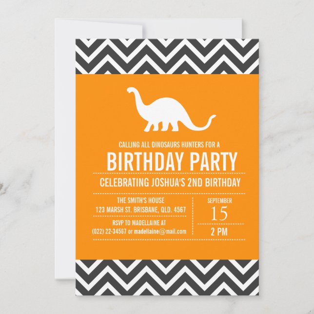 Custom Dinosaurs Birthday Party Invitation for Boy (Front)